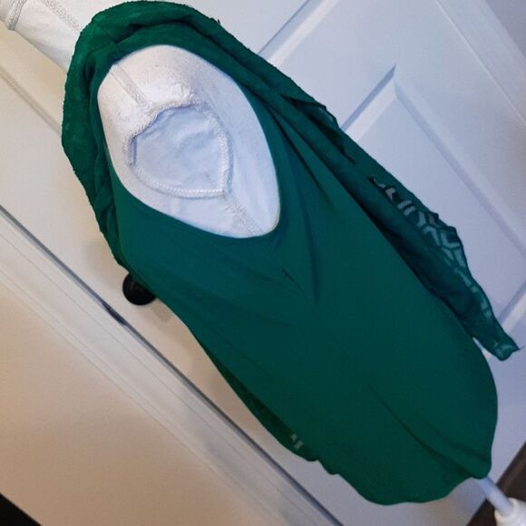 Notations Emerald Green Tank Shirt with Green Sheer Overlay NWT - Picture 7 of 13